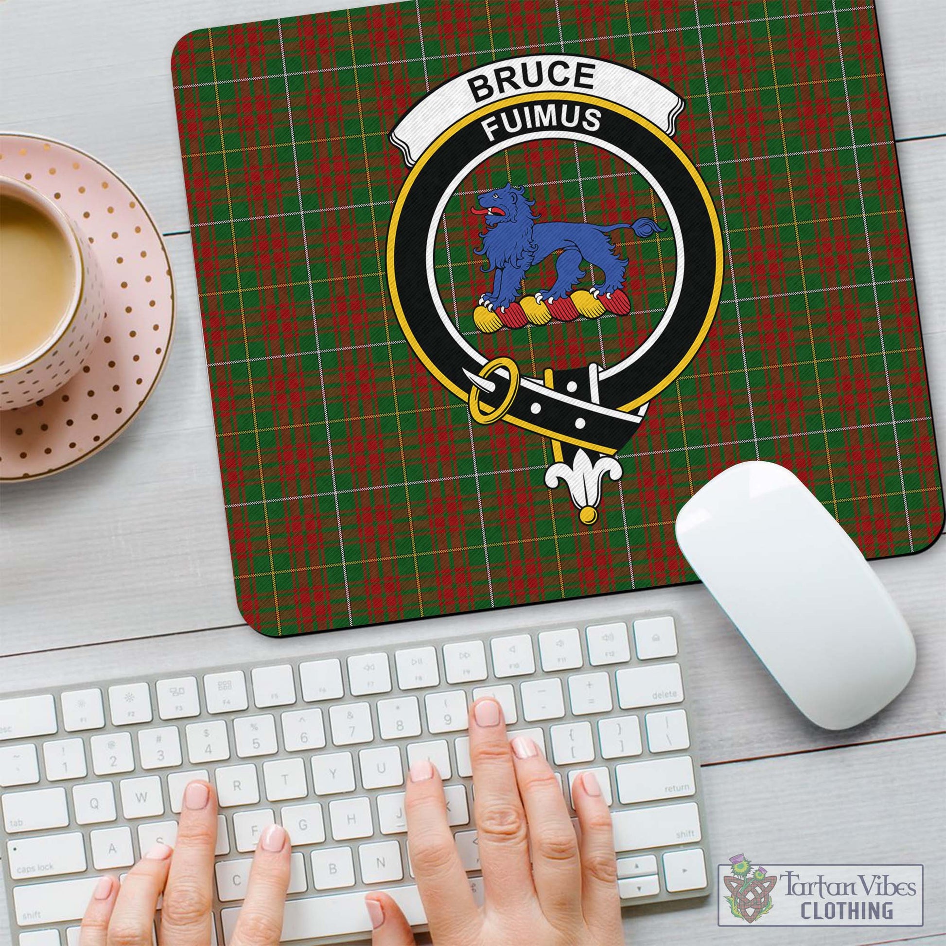 Tartan Vibes Clothing Bruce Hunting Tartan Mouse Pad with Family Crest