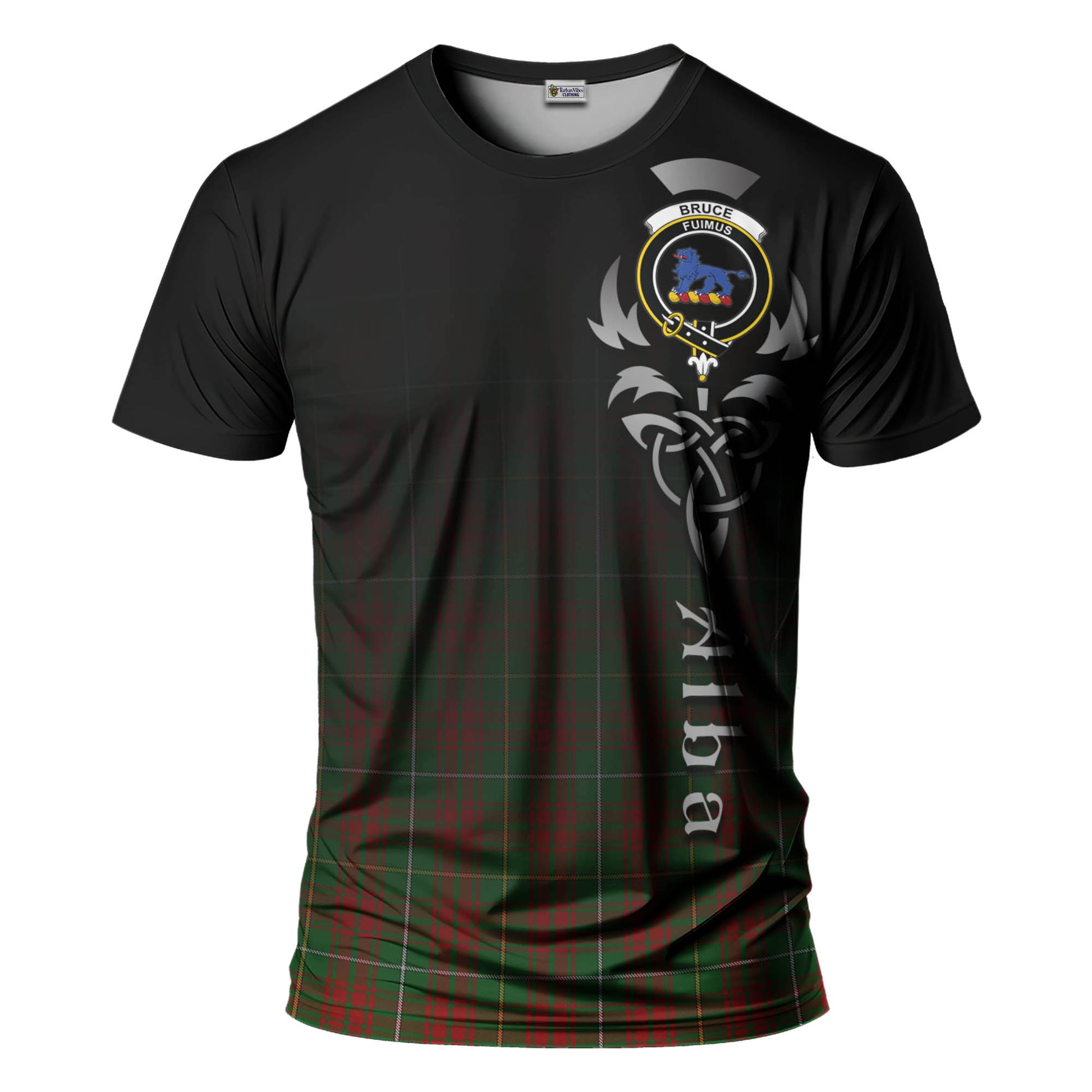 Tartan Vibes Clothing Bruce Hunting Tartan T-Shirt Featuring Alba Gu Brath Family Crest Celtic Inspired