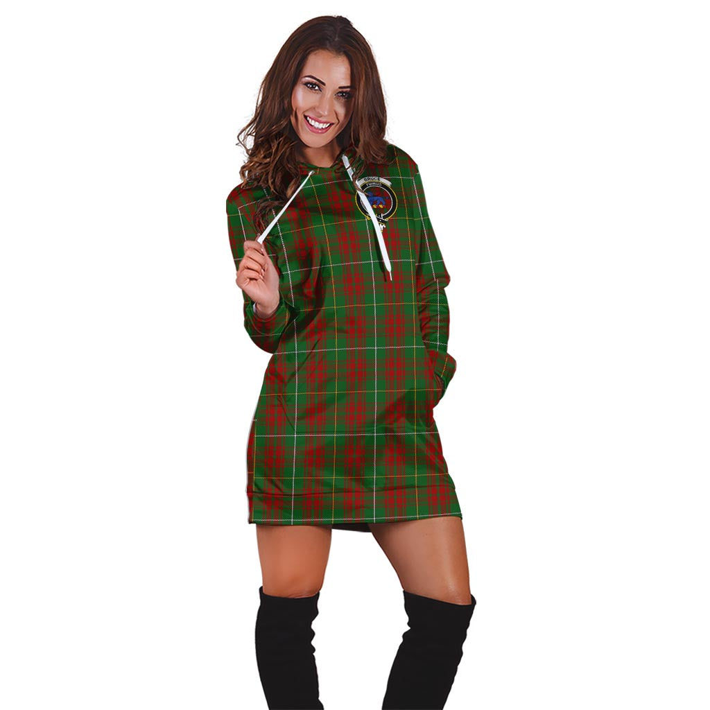 Bruce Hunting Tartan Hoodie Dress with Family Crest - Tartan Vibes Clothing