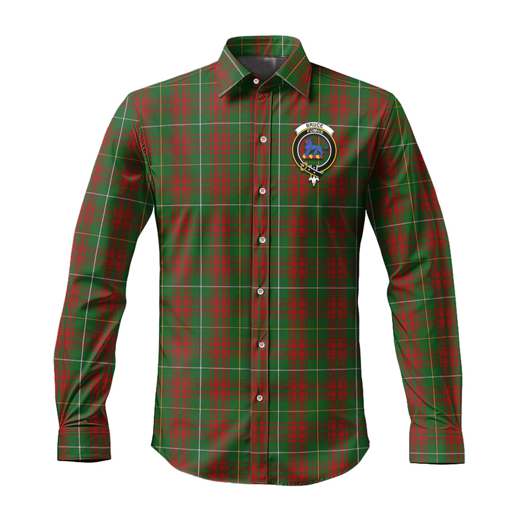 Bruce Hunting Tartan Long Sleeve Button Up Shirt with Family Crest - Tartanvibesclothing