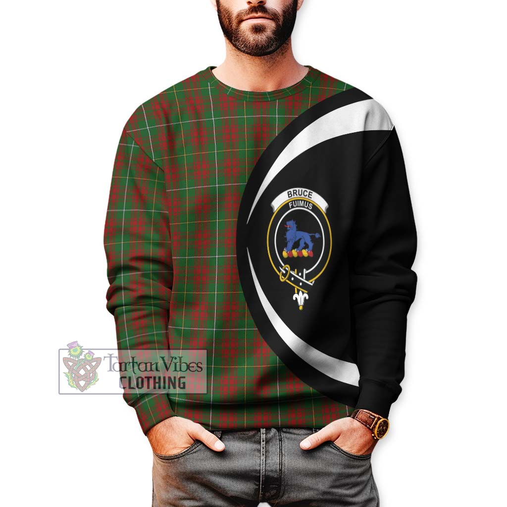 Bruce Hunting Tartan Sweatshirt with Family Crest Circle Style - Tartan Vibes Clothing