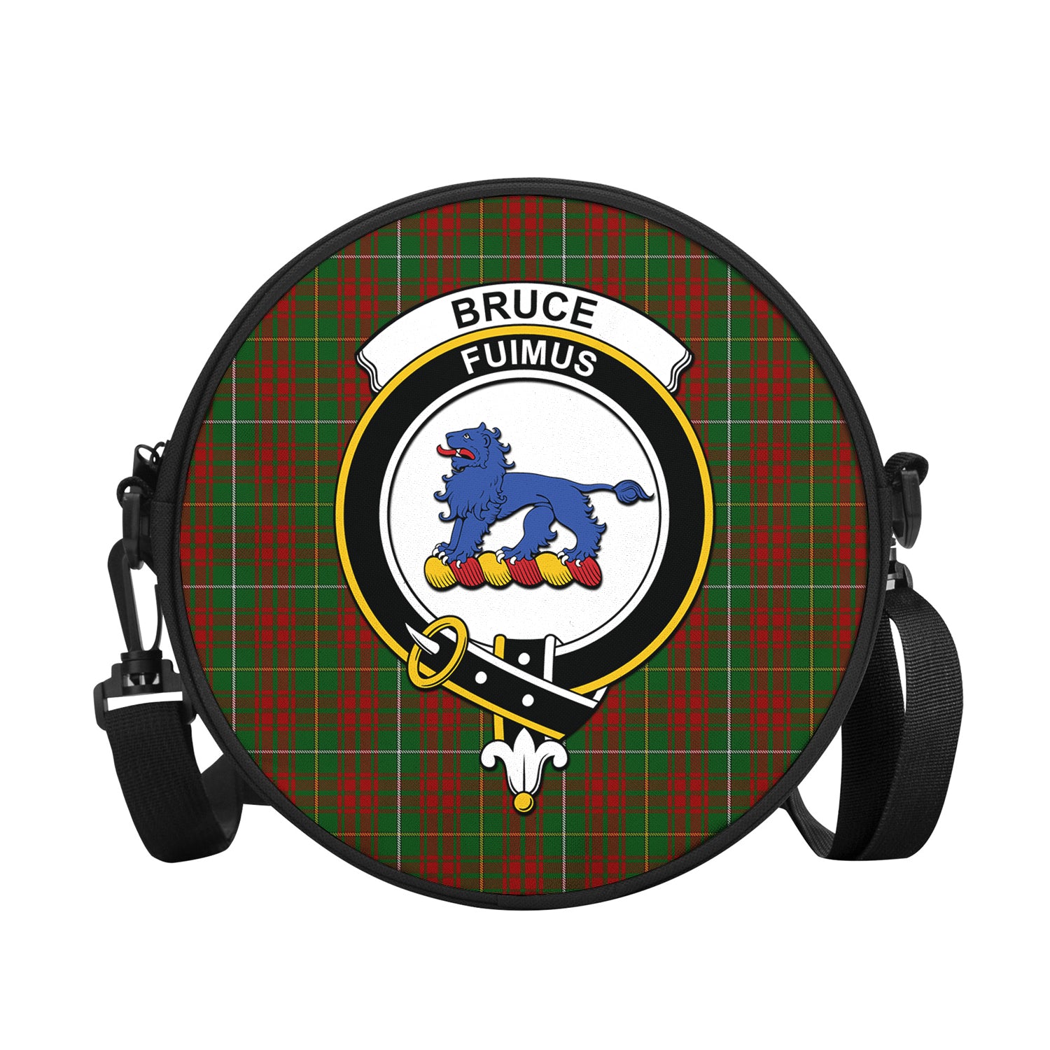 Bruce Hunting Tartan Round Satchel Bags with Family Crest - Tartanvibesclothing