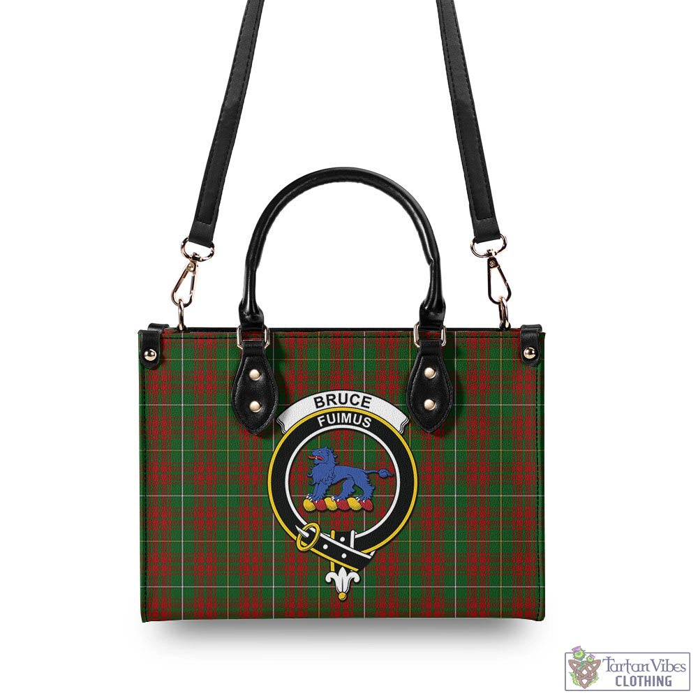 Tartan Vibes Clothing Bruce Hunting Tartan Luxury Leather Handbags with Family Crest