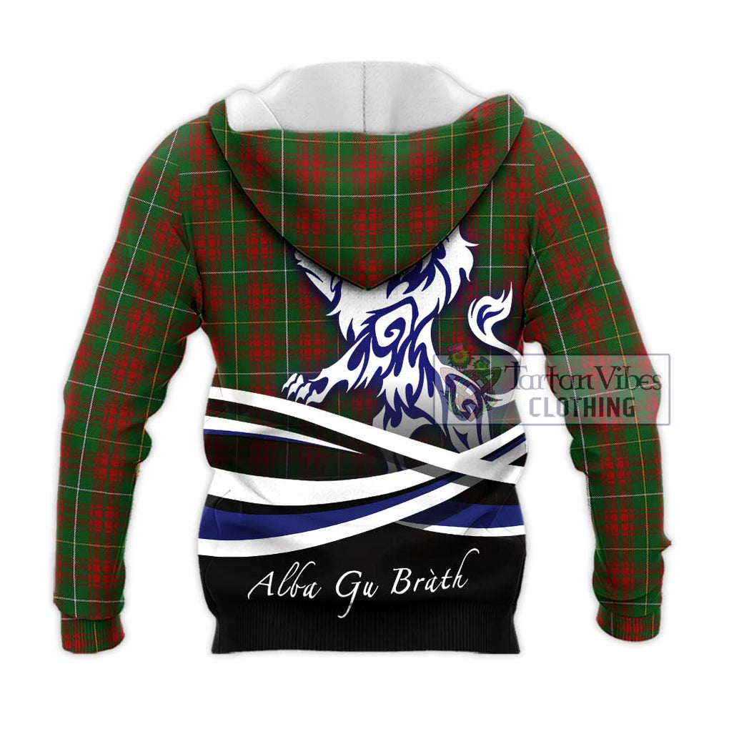 Bruce Hunting Tartan Knitted Hoodie with Alba Gu Brath Regal Lion Emblem - Tartanvibesclothing Shop