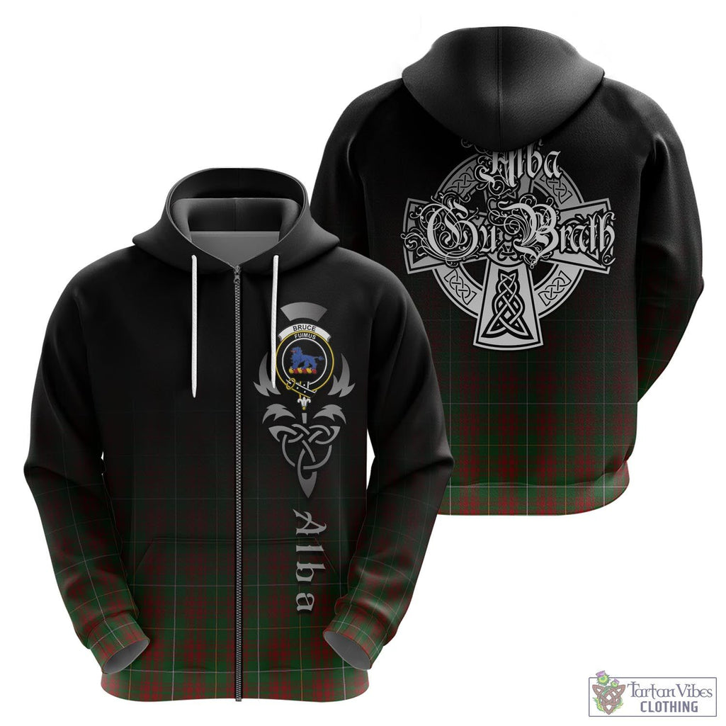 Tartan Vibes Clothing Bruce Hunting Tartan Hoodie Featuring Alba Gu Brath Family Crest Celtic Inspired