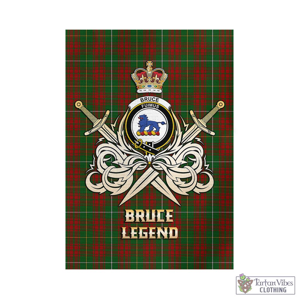 Tartan Vibes Clothing Bruce Hunting Tartan Flag with Clan Crest and the Golden Sword of Courageous Legacy