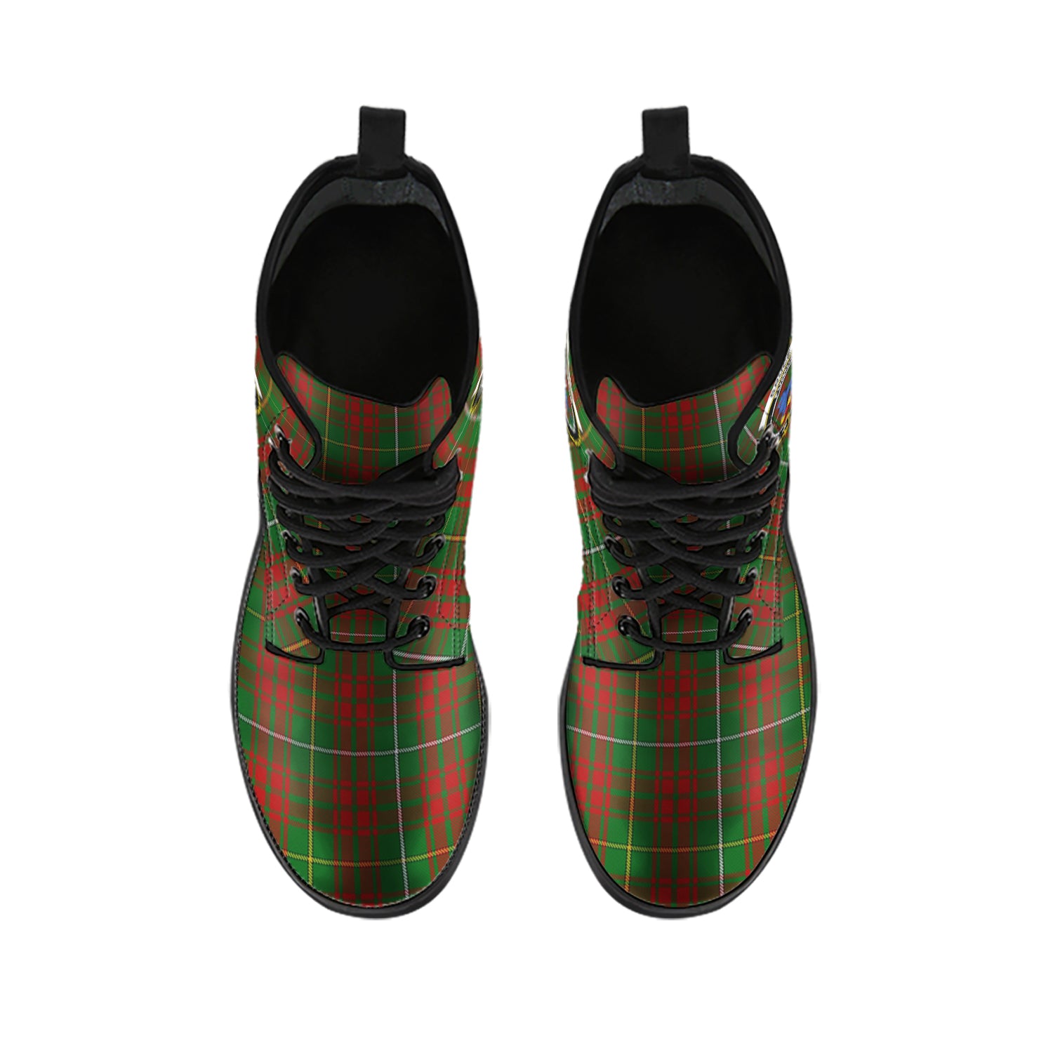 Bruce Hunting Tartan Leather Boots with Family Crest - Tartanvibesclothing