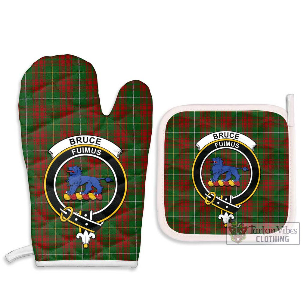 Bruce Hunting Tartan Combo Oven Mitt & Pot-Holder with Family Crest Combo 1 Oven Mitt & 2 Pot-Holder White - Tartan Vibes Clothing