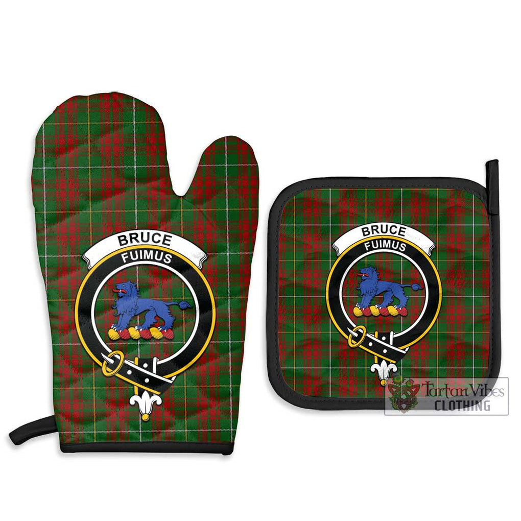 Bruce Hunting Tartan Combo Oven Mitt & Pot-Holder with Family Crest Combo 1 Oven Mitt & 2 Pot-Holder Black - Tartan Vibes Clothing