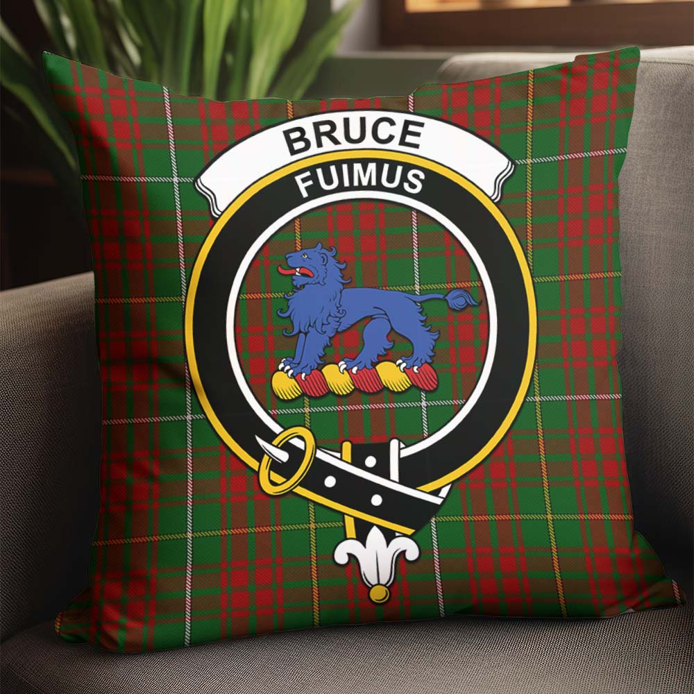 Bruce Hunting Tartan Pillow Cover with Family Crest - Tartanvibesclothing