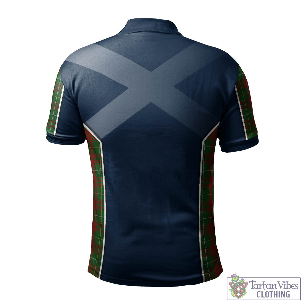 Tartan Vibes Clothing Bruce Hunting Tartan Men's Polo Shirt with Family Crest and Lion Rampant Vibes Sport Style