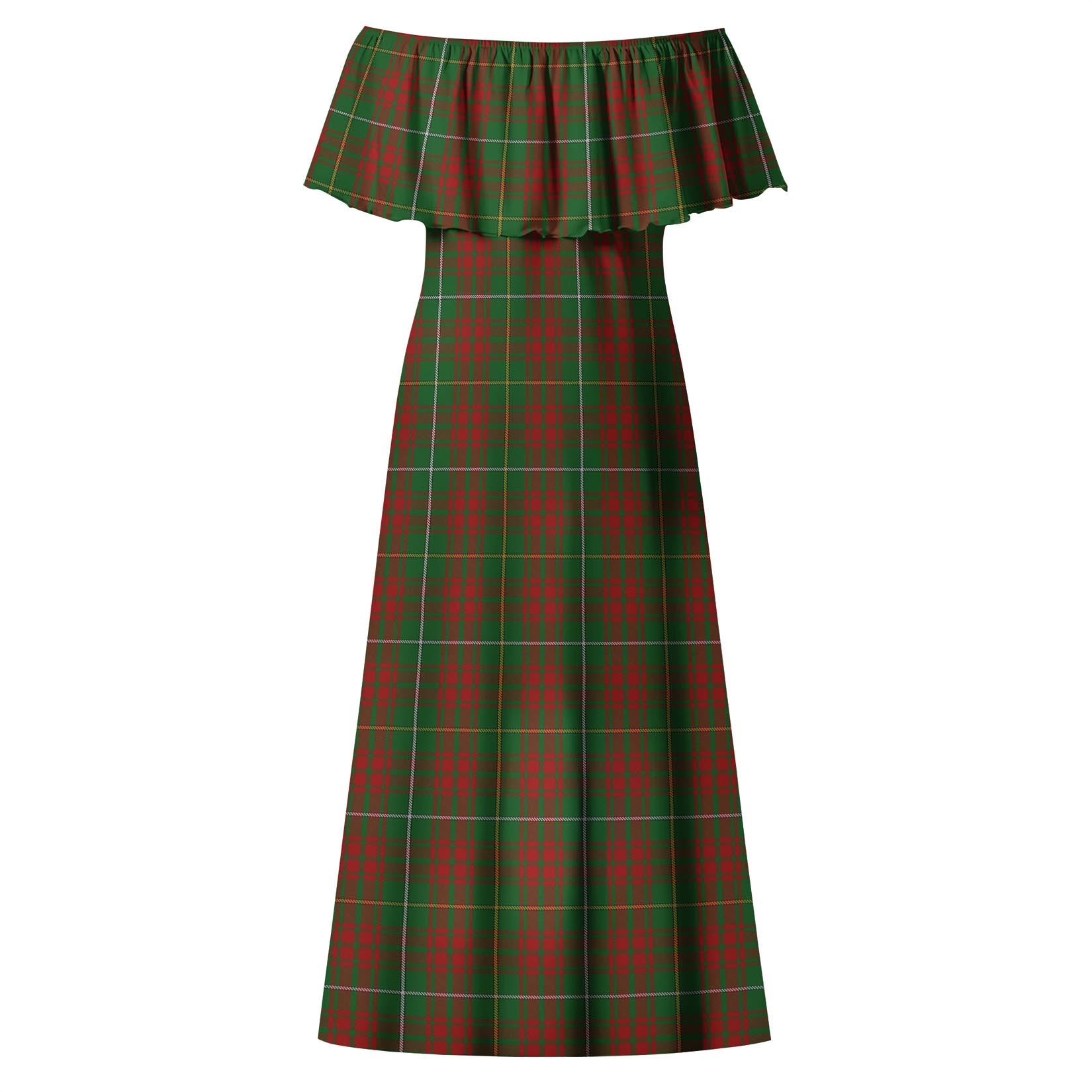 Bruce Hunting Tartan Off Shoulder Long Dress - Tartanvibesclothing