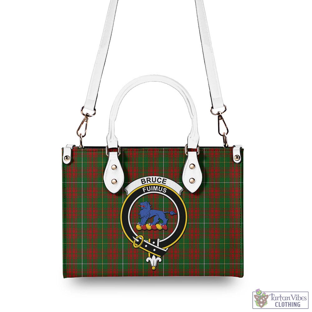 Tartan Vibes Clothing Bruce Hunting Tartan Luxury Leather Handbags with Family Crest