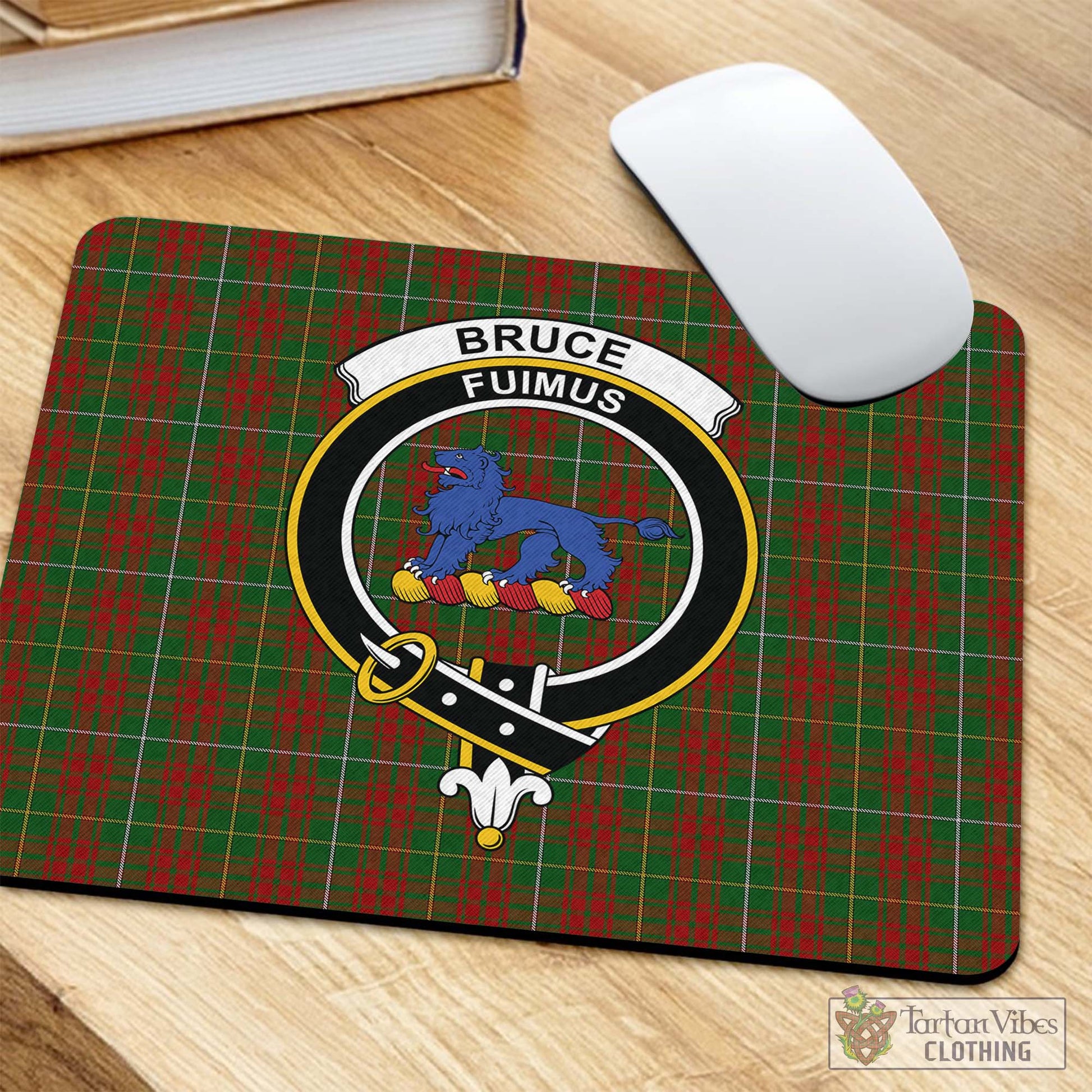 Tartan Vibes Clothing Bruce Hunting Tartan Mouse Pad with Family Crest