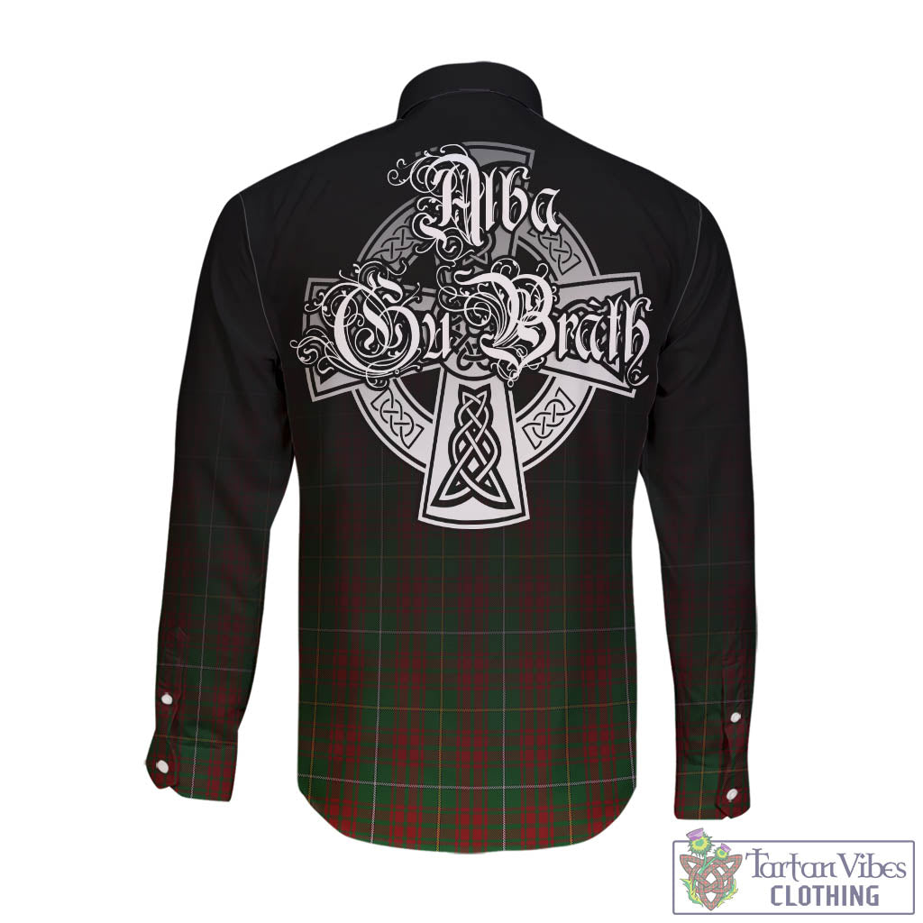 Tartan Vibes Clothing Bruce Hunting Tartan Long Sleeve Button Up Featuring Alba Gu Brath Family Crest Celtic Inspired