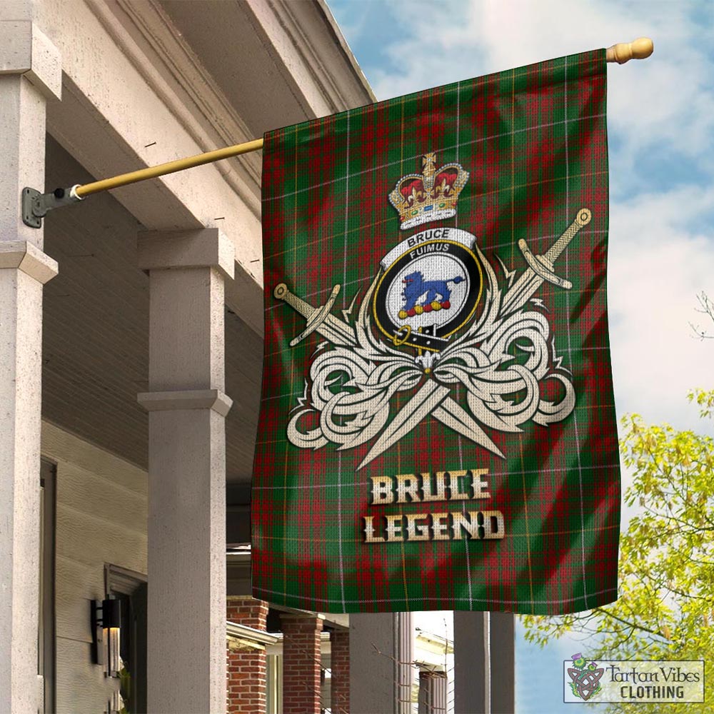 Tartan Vibes Clothing Bruce Hunting Tartan Flag with Clan Crest and the Golden Sword of Courageous Legacy