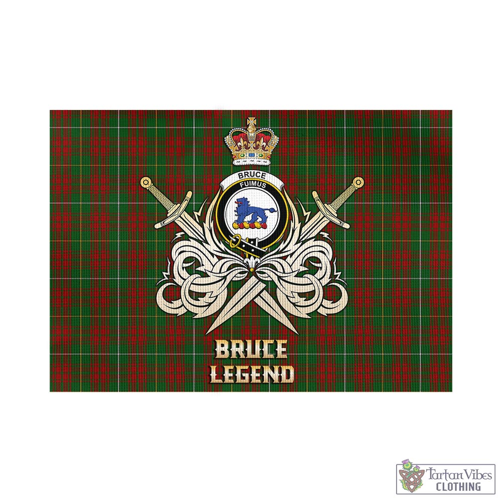 Tartan Vibes Clothing Bruce Hunting Tartan Flag with Clan Crest and the Golden Sword of Courageous Legacy