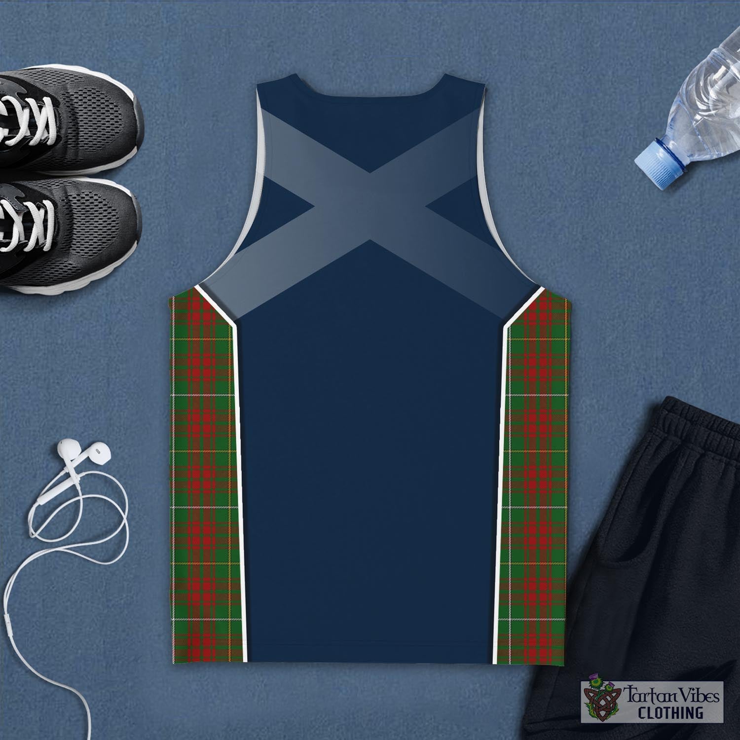 Tartan Vibes Clothing Bruce Hunting Tartan Men's Tanks Top with Family Crest and Scottish Thistle Vibes Sport Style