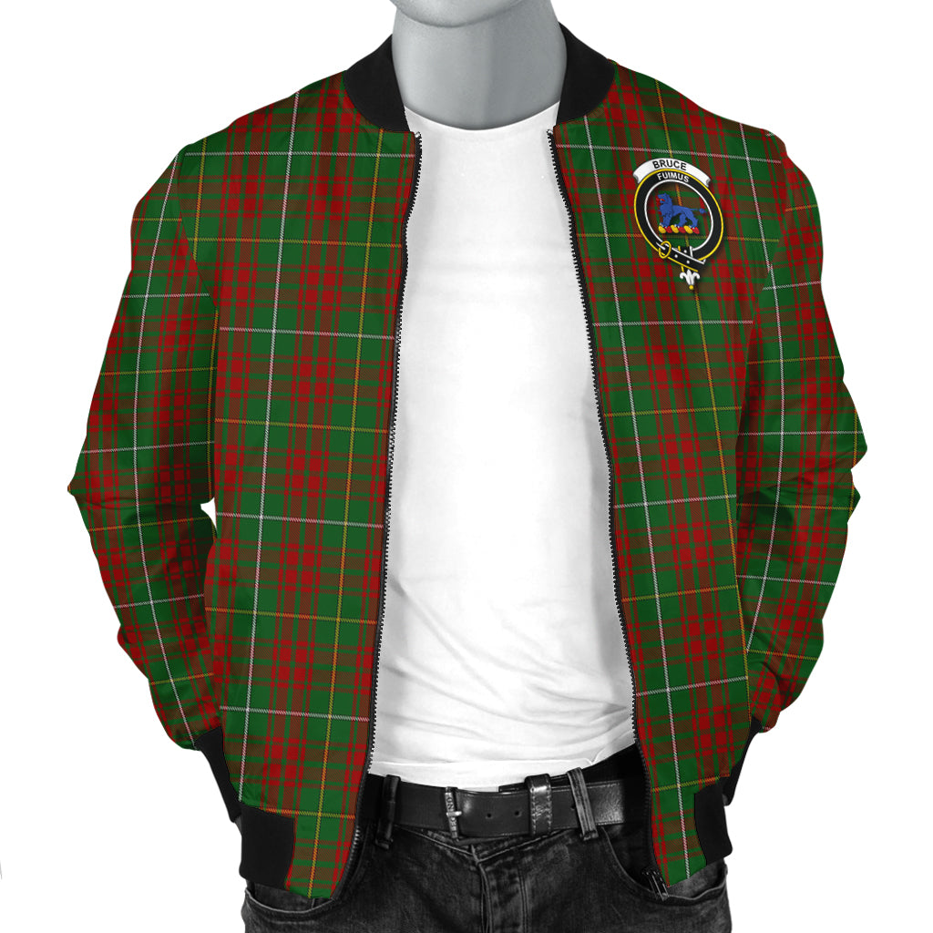 Bruce Hunting Tartan Bomber Jacket with Family Crest - Tartanvibesclothing