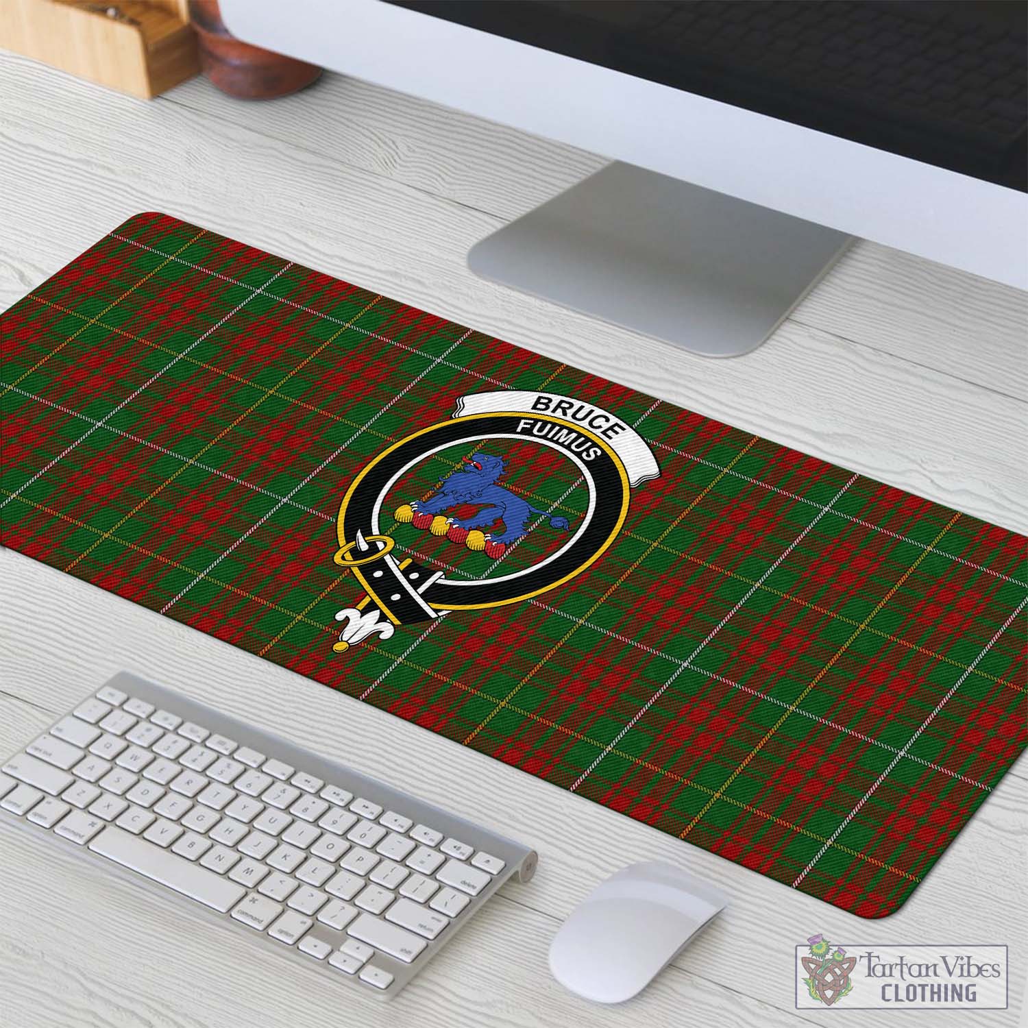 Tartan Vibes Clothing Bruce Hunting Tartan Mouse Pad with Family Crest