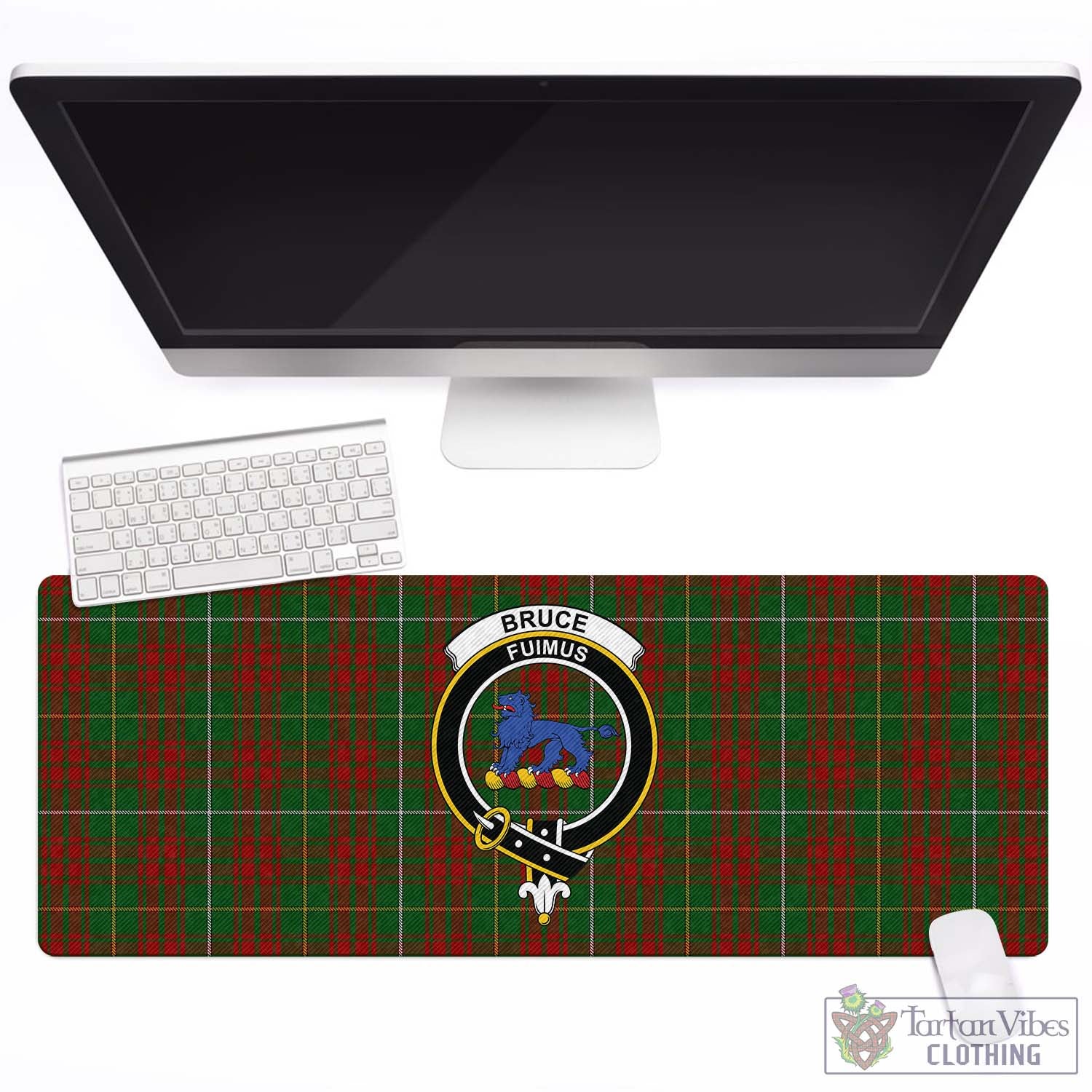 Tartan Vibes Clothing Bruce Hunting Tartan Mouse Pad with Family Crest