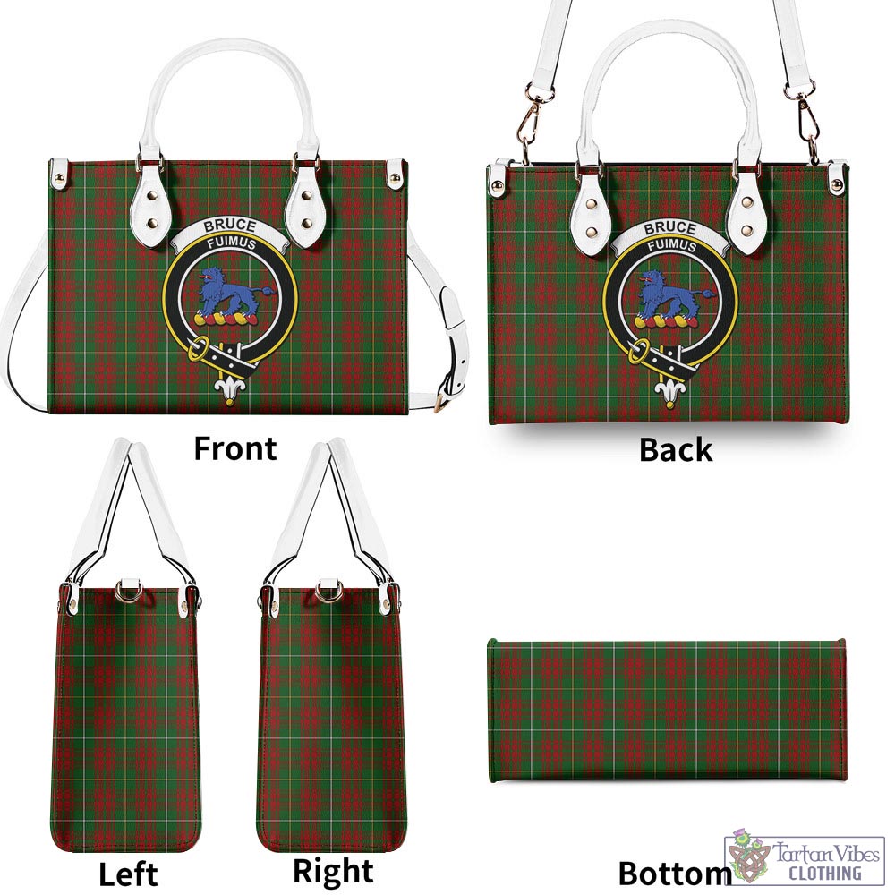 Tartan Vibes Clothing Bruce Hunting Tartan Luxury Leather Handbags with Family Crest