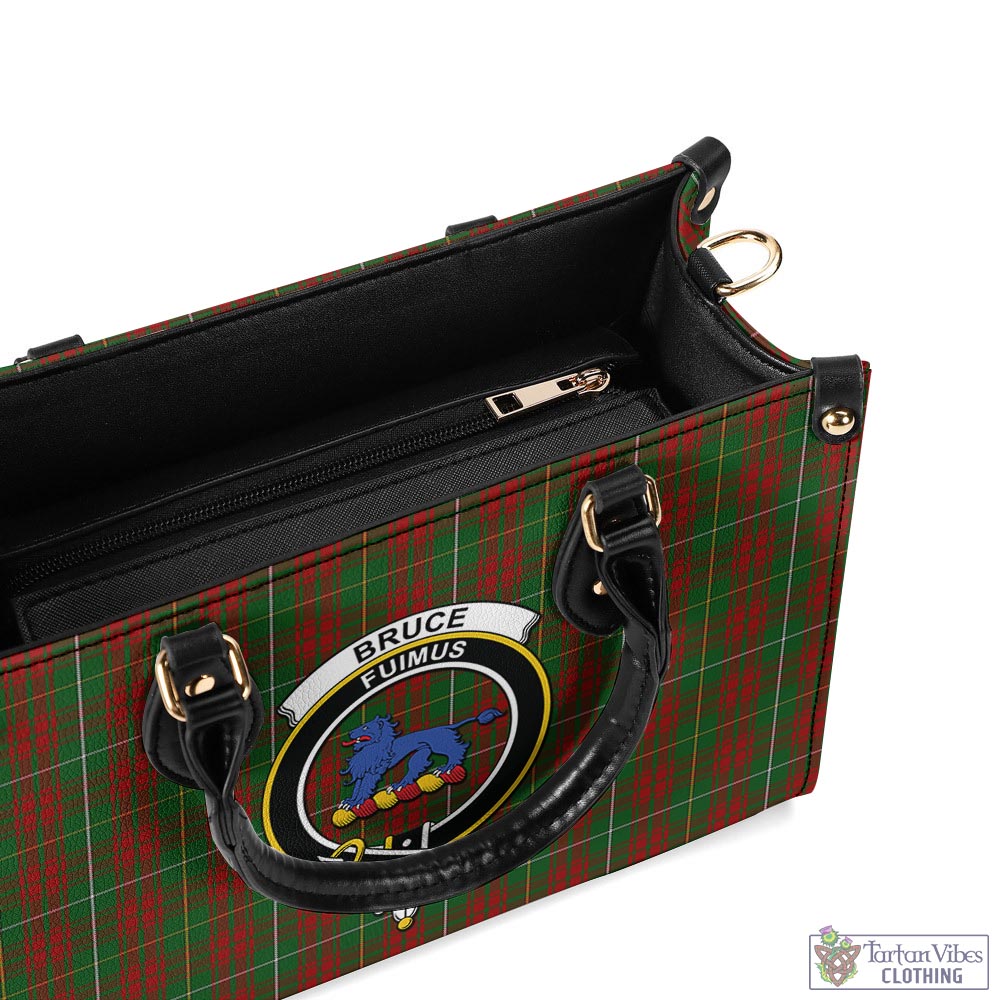 Tartan Vibes Clothing Bruce Hunting Tartan Luxury Leather Handbags with Family Crest