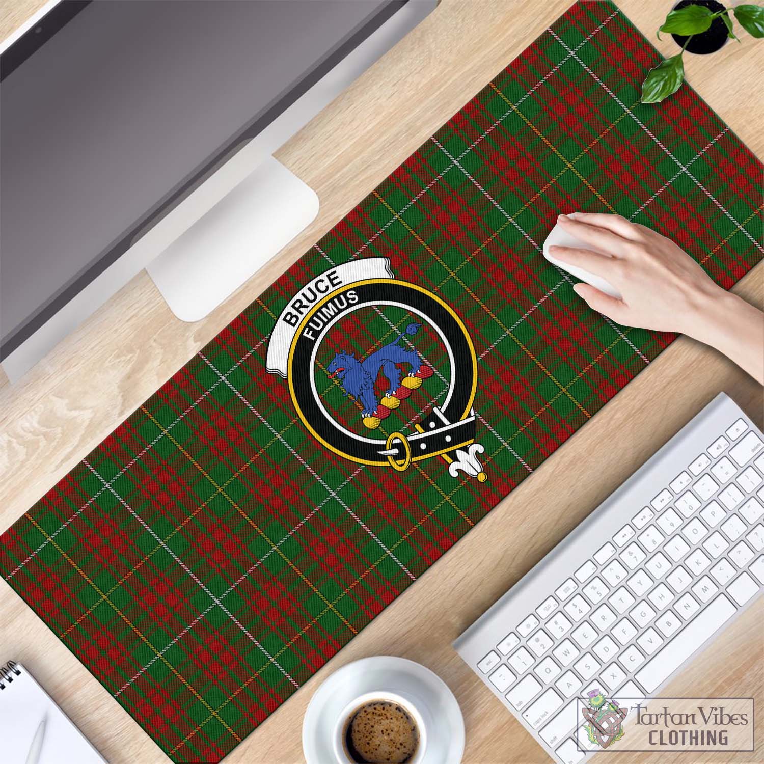 Tartan Vibes Clothing Bruce Hunting Tartan Mouse Pad with Family Crest