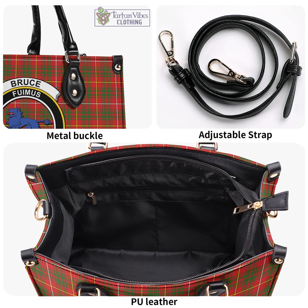 Tartan Vibes Clothing Bruce Modern Tartan Luxury Leather Handbags with Family Crest