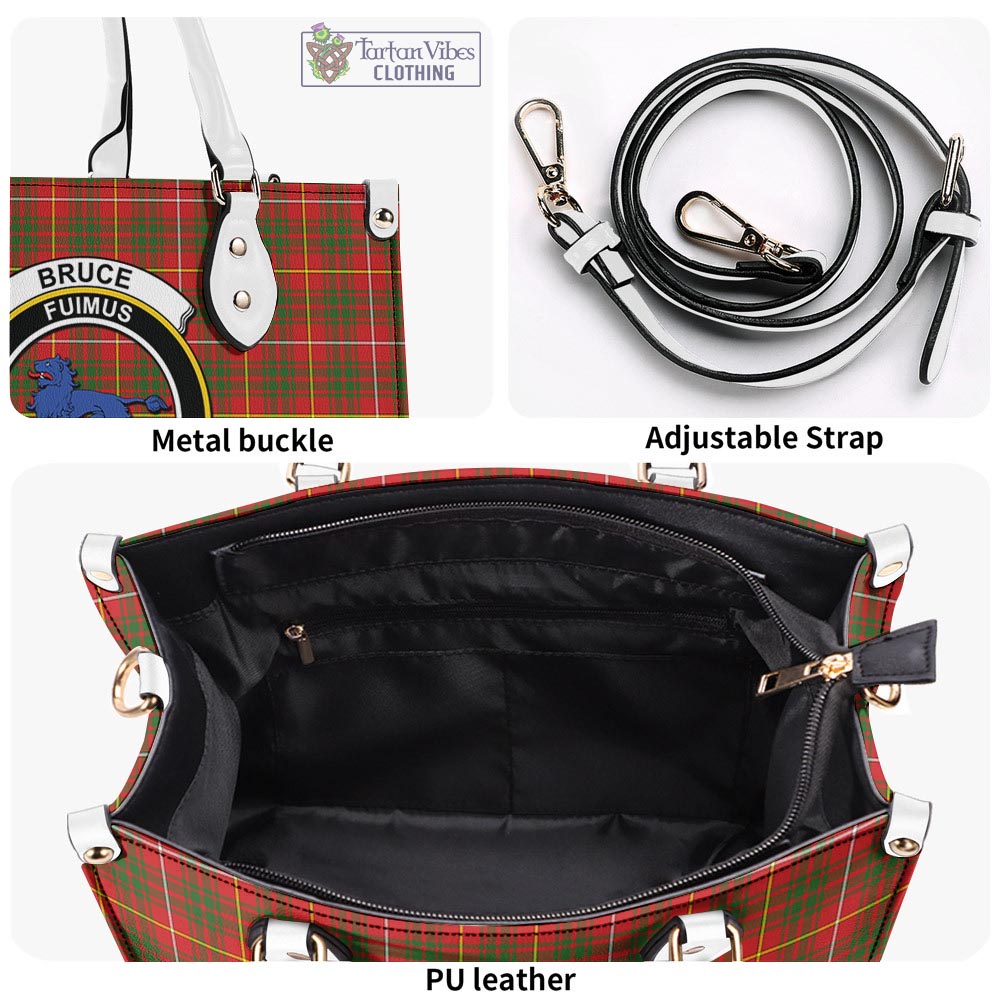 Tartan Vibes Clothing Bruce Modern Tartan Luxury Leather Handbags with Family Crest