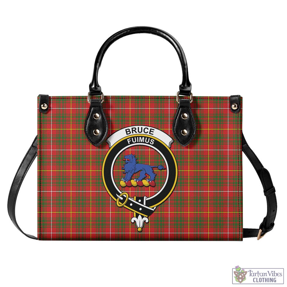 Tartan Vibes Clothing Bruce Modern Tartan Luxury Leather Handbags with Family Crest