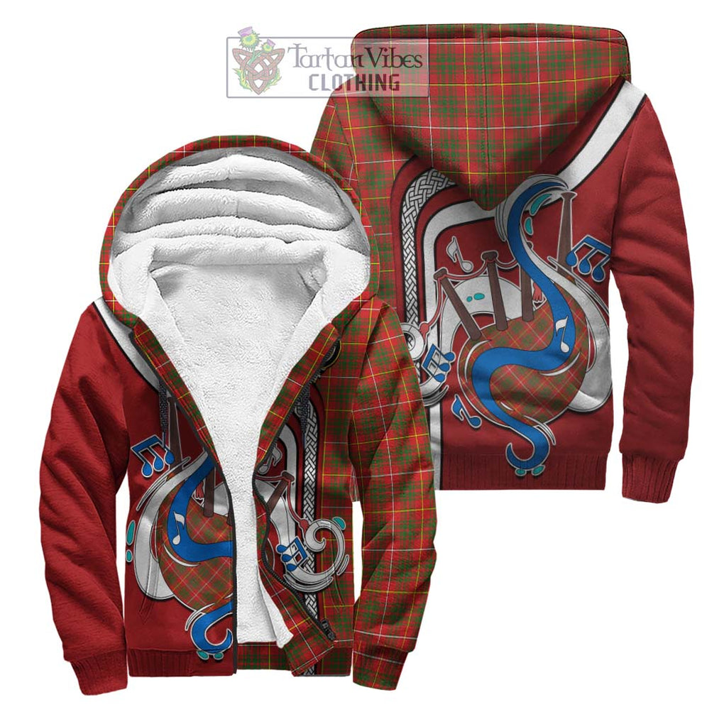 Bruce Modern Tartan Sherpa Hoodie with Epic Bagpipe Style Unisex S - Tartanvibesclothing Shop