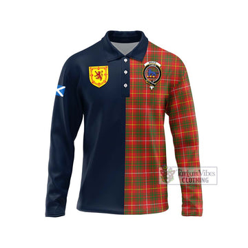 Bruce Modern Tartan Long Sleeve Polo Shirt Alba with Scottish Lion Royal Arm Half Style