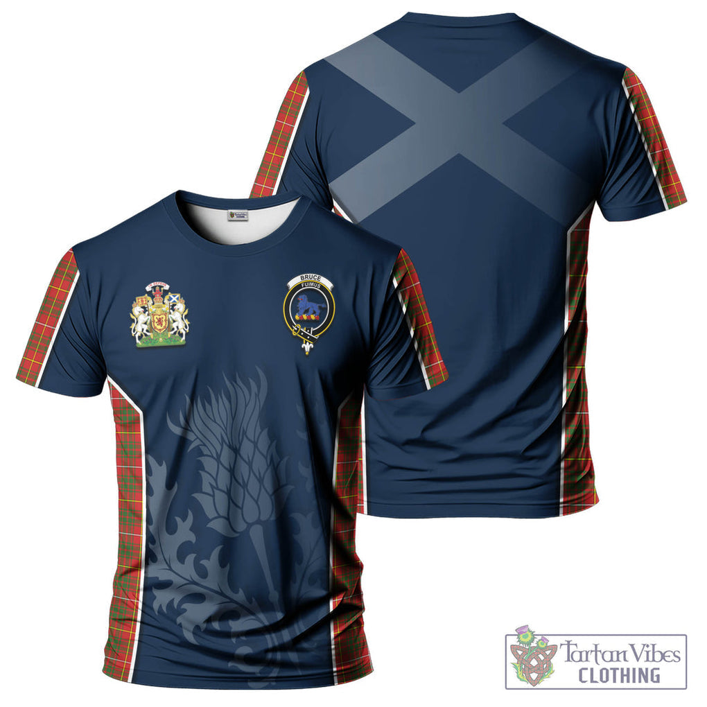 Tartan Vibes Clothing Bruce Modern Tartan T-Shirt with Family Crest and Scottish Thistle Vibes Sport Style