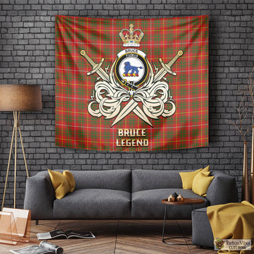 Bruce Modern Tartan Tapestry with Clan Crest and the Golden Sword of Courageous Legacy