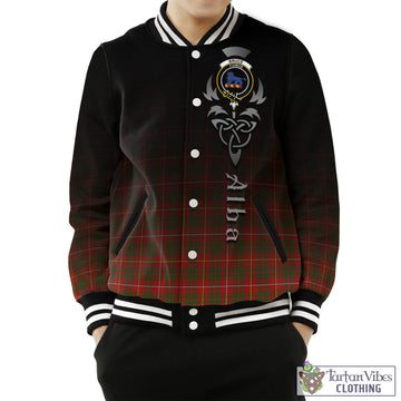 Bruce Modern Tartan Baseball Jacket Featuring Alba Gu Brath Family Crest Celtic Inspired