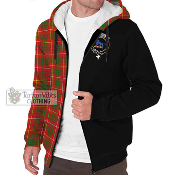 Bruce Modern Tartan Sherpa Hoodie with Family Crest and Half Of Me Style