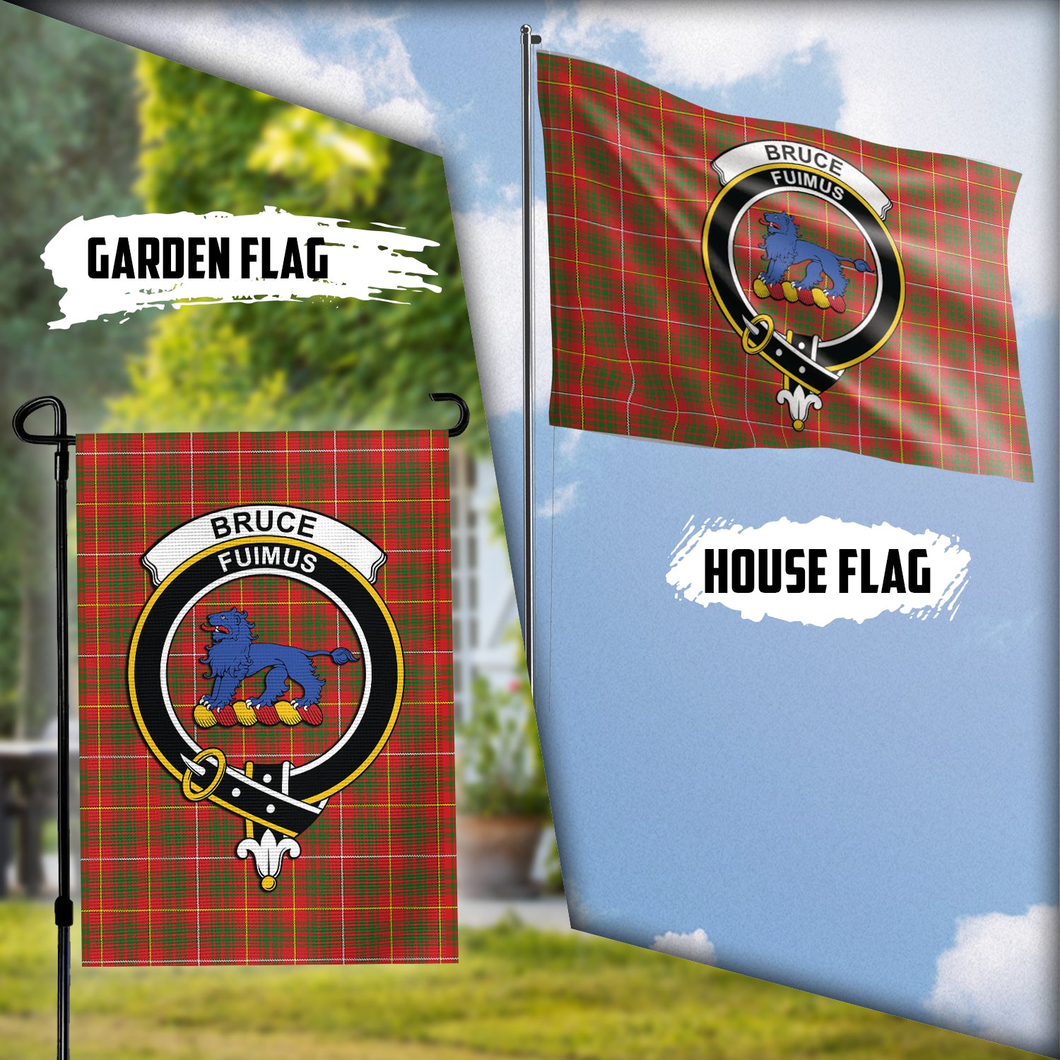 Bruce Modern Tartan Flag with Family Crest Garden Flag (Vertical) - Tartan Vibes Clothing