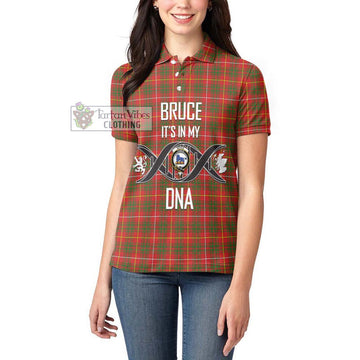 Bruce Modern Tartan Women's Polo Shirt with Family Crest DNA In Me Style