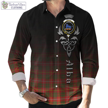 Bruce Modern Tartan Long Sleeve Button Up Featuring Alba Gu Brath Family Crest Celtic Inspired