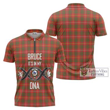 Bruce Modern Tartan Zipper Polo Shirt with Family Crest DNA In Me Style