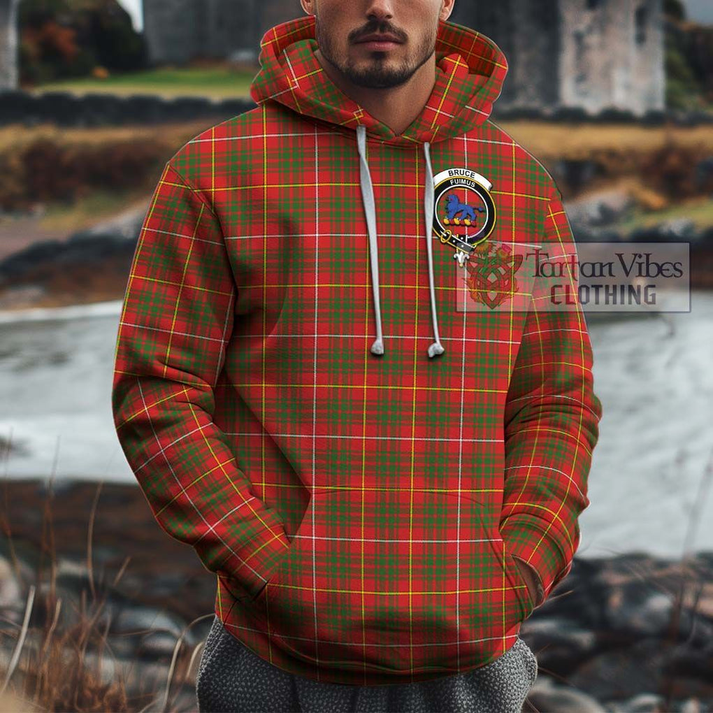 Bruce Modern Tartan Cotton Hoodie with Family Crest Pullover Hoodie XS - Tartan Vibes Clothing