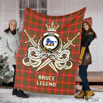 Bruce Modern Tartan Blanket with Clan Crest and the Golden Sword of Courageous Legacy