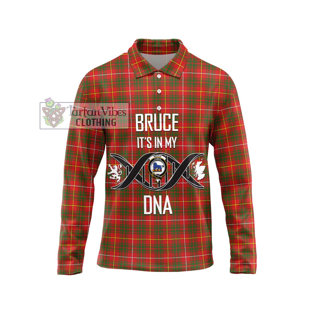 Bruce Modern Tartan Long Sleeve Polo Shirt with Family Crest DNA In Me Style Unisex - Tartanvibesclothing Shop