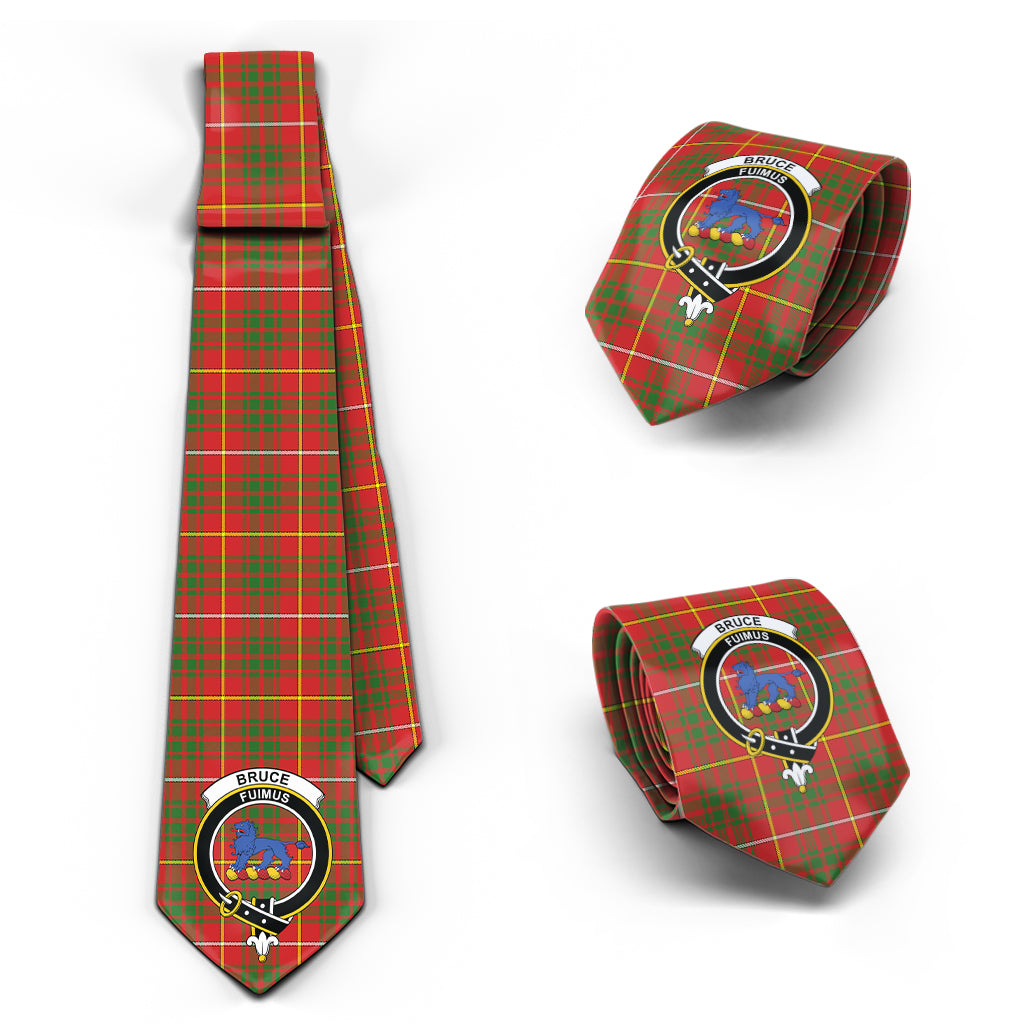 Bruce Modern Tartan Classic Necktie with Family Crest Necktie One Size - Tartan Vibes Clothing