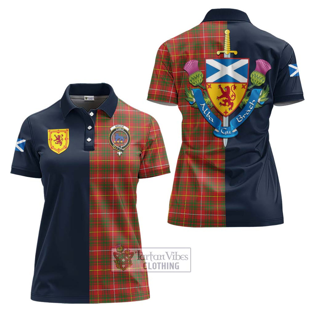 Tartan Vibes Clothing Bruce Modern Tartan Women's Polo Shirt with Scottish Lion Royal Arm Half Style