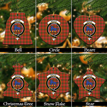 Bruce Modern Tartan Christmas Ceramic Ornaments with Family Crest