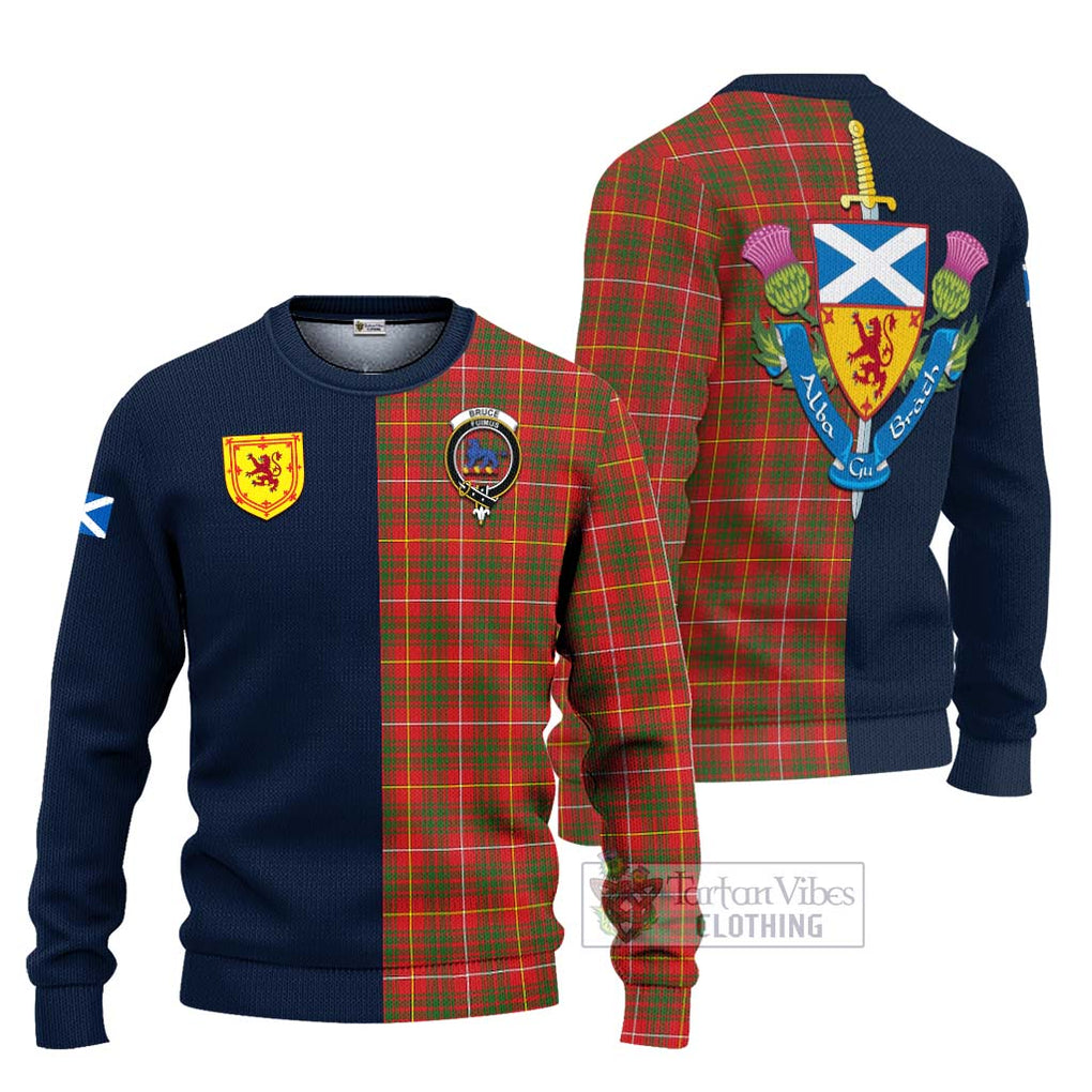 Tartan Vibes Clothing Bruce Modern Tartan Knitted Sweater with Scottish Lion Royal Arm Half Style