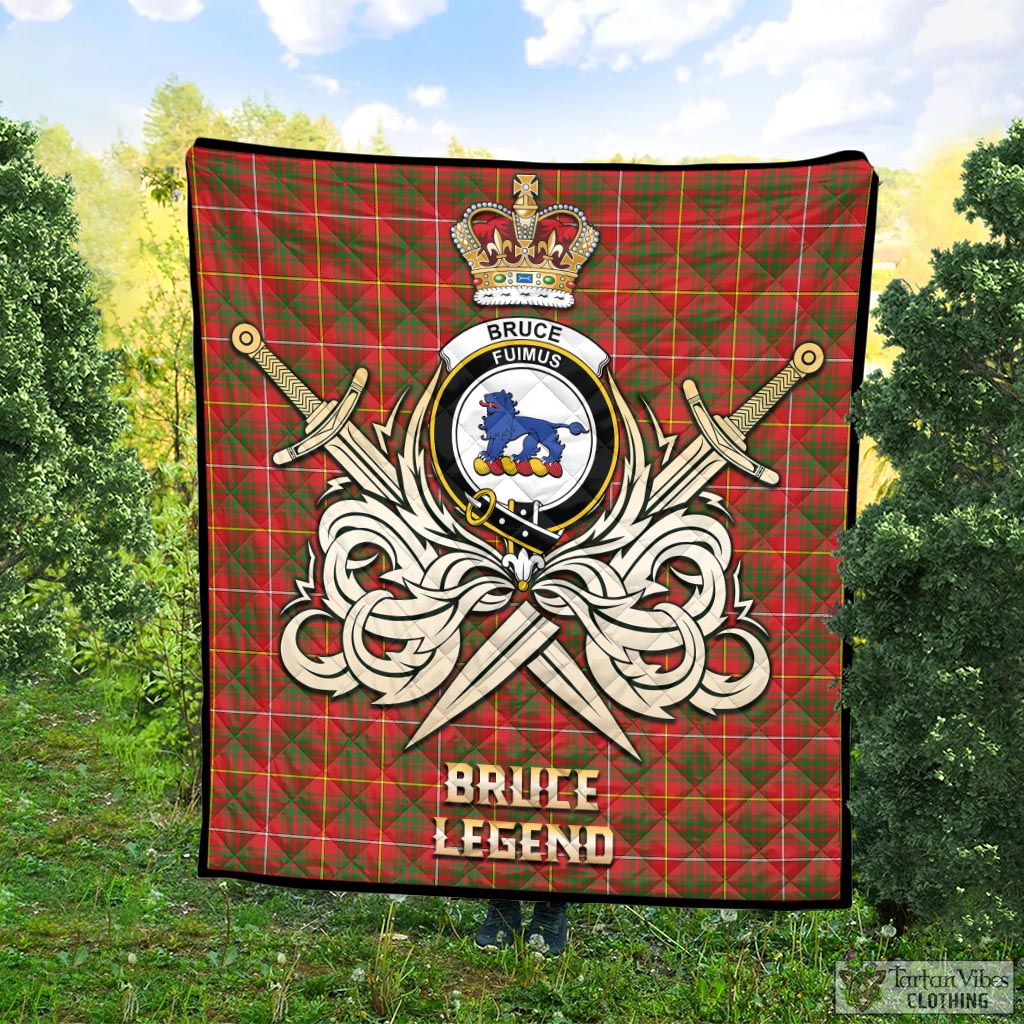 Tartan Vibes Clothing Bruce Modern Tartan Quilt with Clan Crest and the Golden Sword of Courageous Legacy