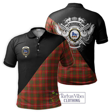 Bruce Modern Tartan Polo Shirt with Family Crest and Military Logo Style